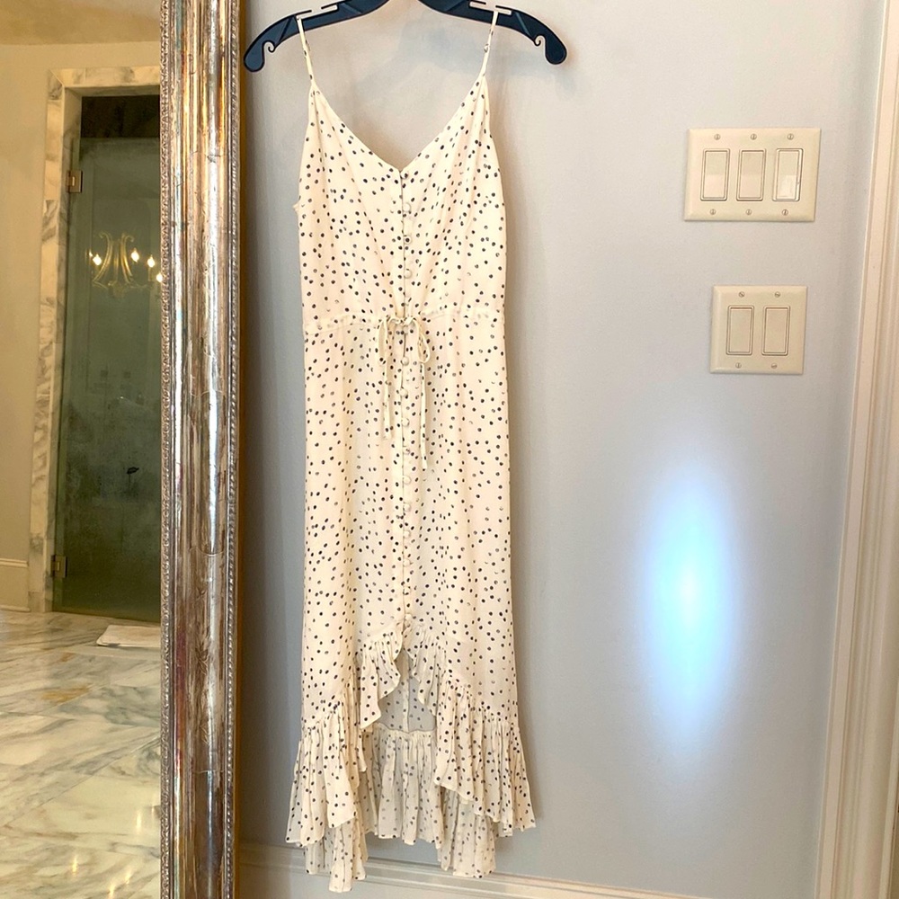 Rails Xs small ivory navy polka dot dress